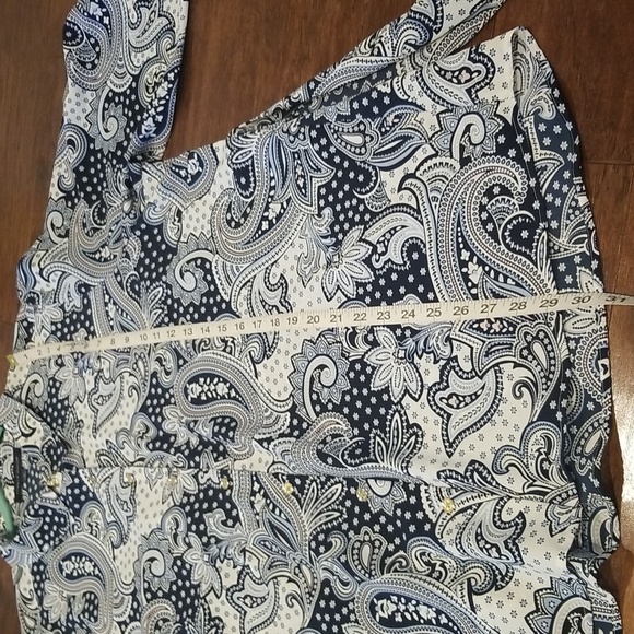 Tommy Hilfiger Blue Paisley  Tie Waist Lush Life Polished Button Down Sh… - Picture 8 of 11